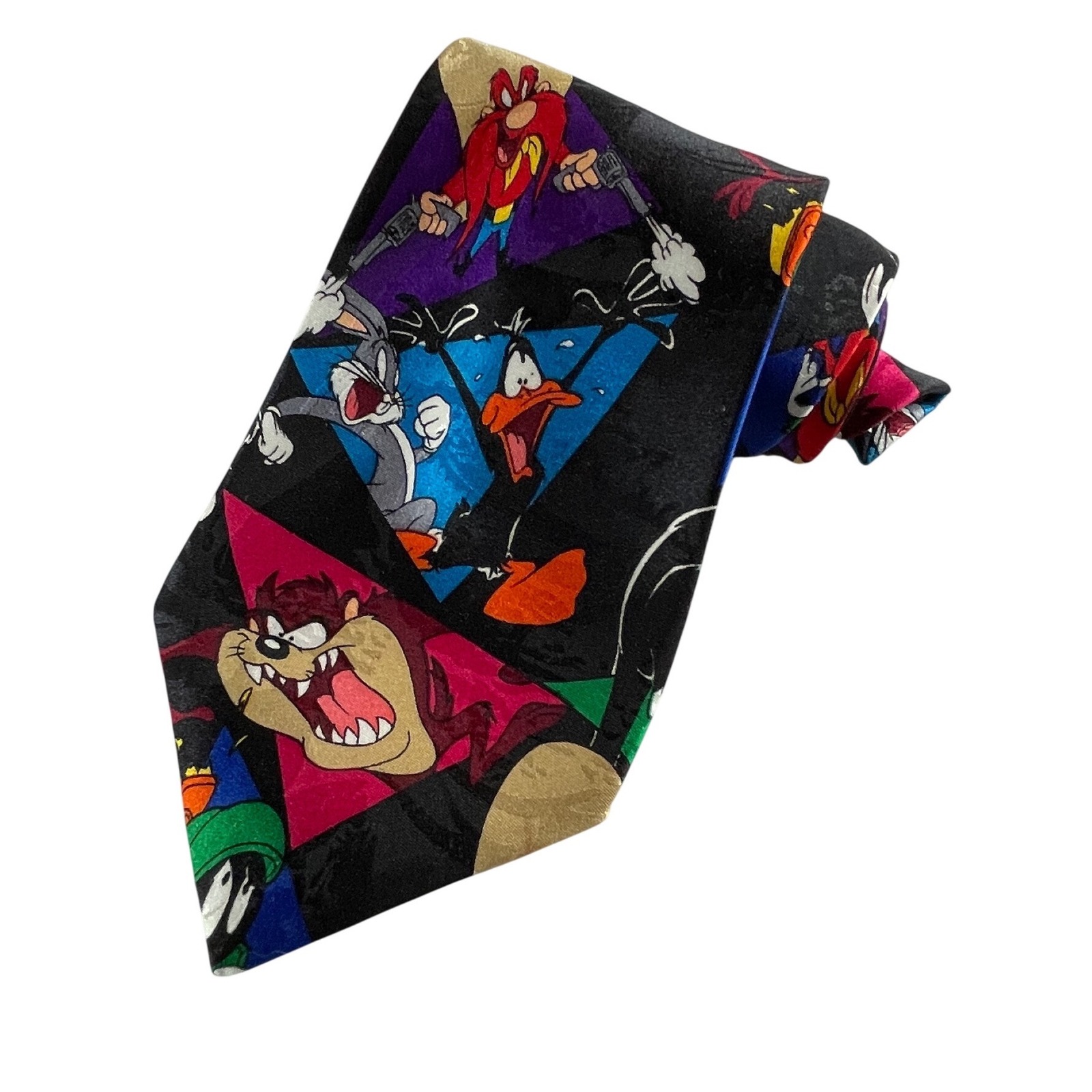 Looney Tunes Mania Mens Black Graphic Tie 100% Polyester Novelty Collector Tie